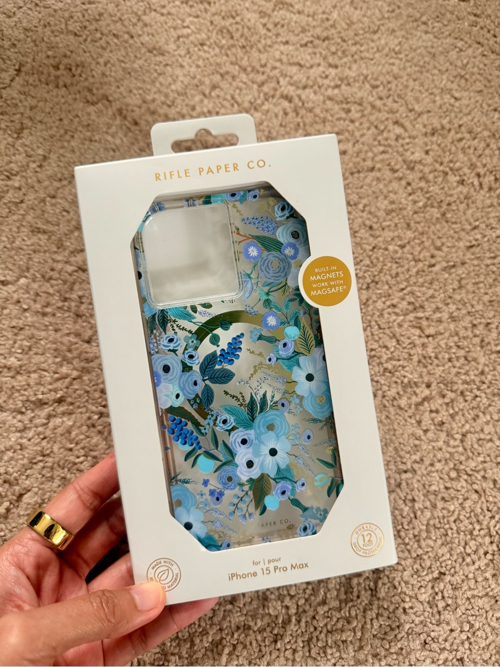 Rifle Paper Co. Blue Floral iPhone 15 Pro Max Case with MagSafe